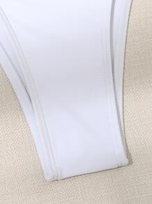 SHEIN Swim Summer Beach Plain Bikini Bottom - White - View 4
