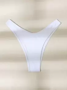 SHEIN Swim Summer Beach Plain Bikini Bottom - White - View 5