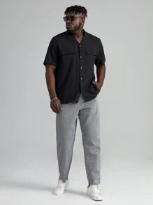 Manfinity Homme Men Plus Flap Pocket Solid Shirt - Black - View 3