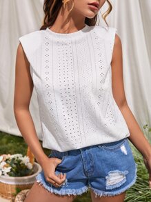 SHEIN VCAY Shoulder Pad Schiffy Tank Top - White - View 1