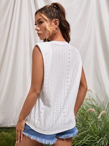 SHEIN VCAY Shoulder Pad Schiffy Tank Top - White - View 2