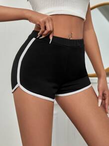 Letter Graphic Contrast Binding Shorts