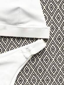 Swim Chiccia Summer Beach Rib Ring Linked High Cut Bikini Set - White - View 3