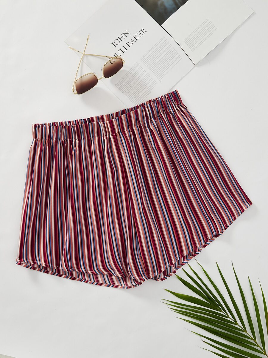 大碼彩色條紋短褲 - 彩色 - 查看 1
