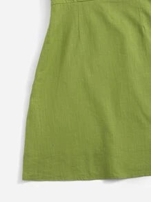 Soleia Đầm Dây kéo màu trơn Boho - Màu xanh Ô liu - Xem 5