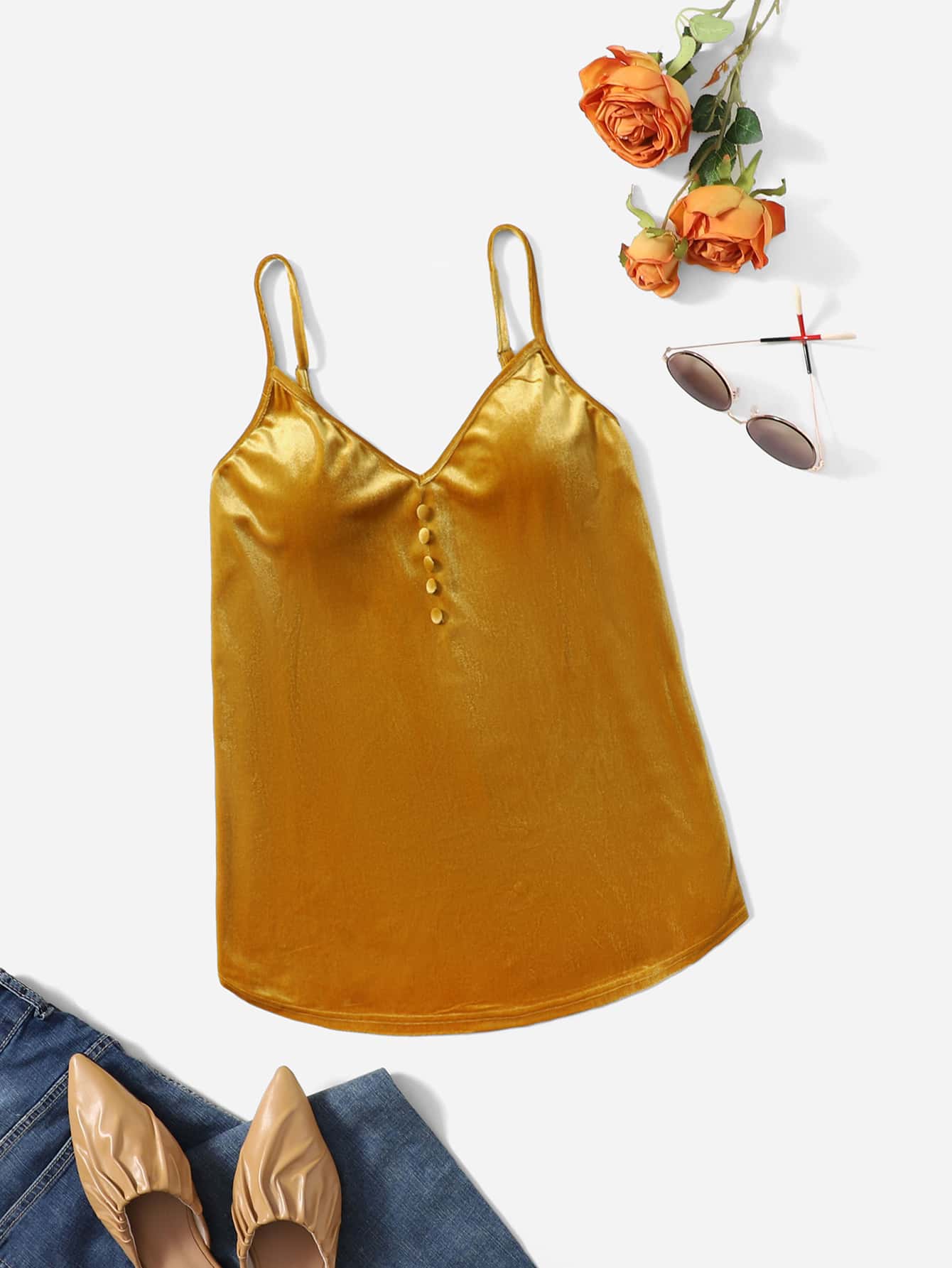 Áo hai dây Plus Size màu trơn Hấp dẫn - màu nâu - Xem 1