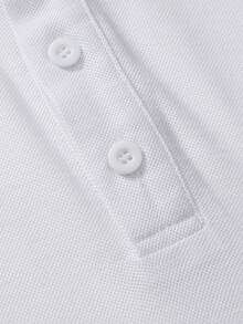 Manfinity Áo thun có cổ Nam Nút phía trước Khối Màu Giải trí - trắng - Xem 4