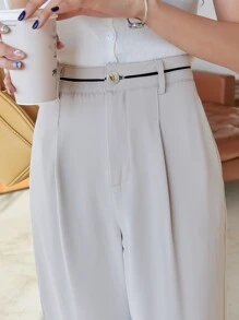 DAZY High Waist Slant Pocket Trousers - Apricot - View 4