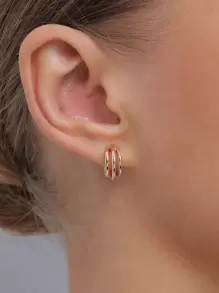 極簡風格開口耳環 - 金黃色 - 查看 1