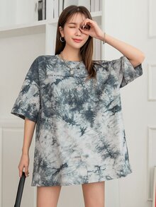 DAZY Slogan Graphic Tie Dye Drop Shoulder Oversized Tee - Multicolor - View 3