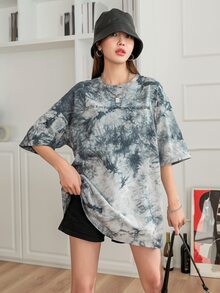 DAZY Slogan Graphic Tie Dye Drop Shoulder Oversized Tee - Multicolor - View 6