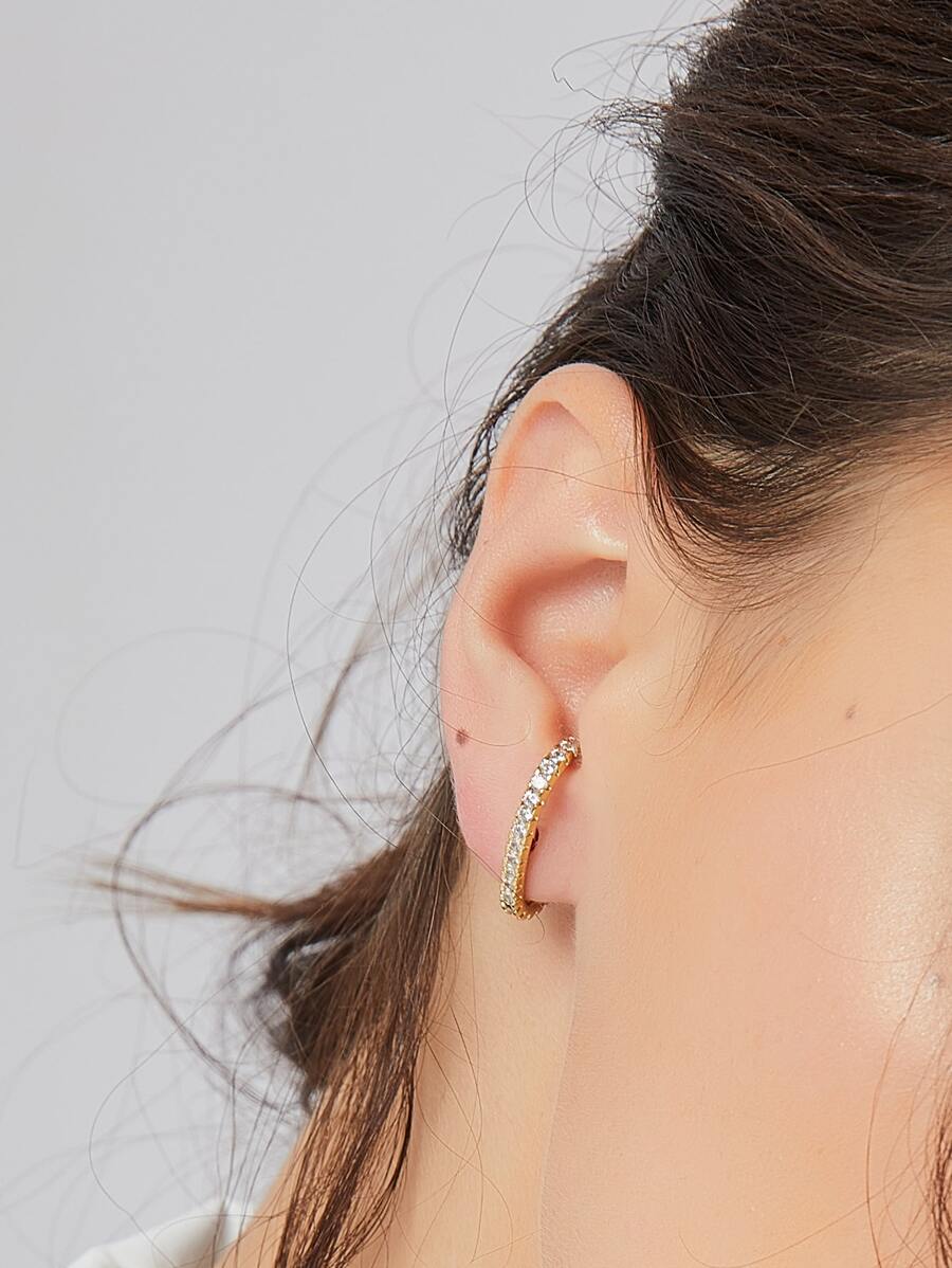 1入組方晶鋯石裝飾耳環銅首飾類