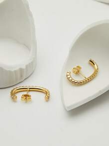 1入組方晶鋯石裝飾耳環銅首飾類