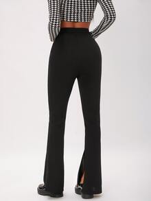 SHEIN Tall 素色喇叭褲 - 黑色 - 查看 2