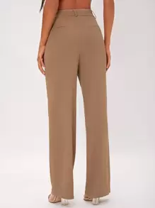 SHEIN Tall Solid Suit Trousers - Camel - View 2