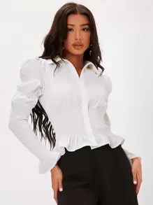 SHEIN Tall 上身打攬羊腿袖襯衫