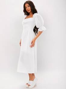 SHEIN Tall 荷葉袖喇叭下擺洋裝