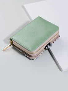 Houndstooth Pattern Snap Button Small Wallet - Multicolor - View 3