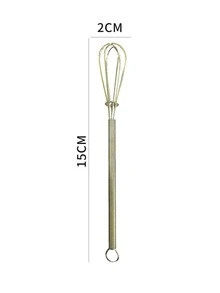 1pc Mini Stainless Steel Gold Plated Whisk - Gold - View 3