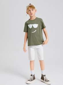 SHEIN Boys Cartoon Graphic Tee - Army Green - View 4