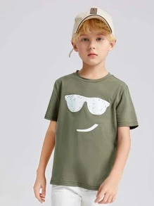 SHEIN Boys Cartoon Graphic Tee - Army Green - View 5