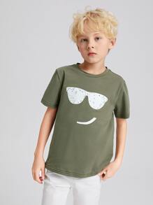 SHEIN Boys Cartoon Graphic Tee - Army Green - View 6