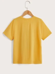 SHEIN Boys Slogan Graphic Crew Neck Tee - Yellow - View 2