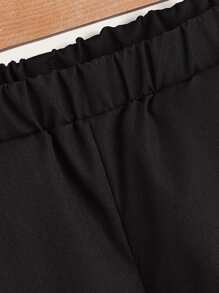SHEIN Boys Elastic Waist Solid Trousers - Black - View 3