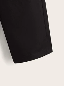 SHEIN Boys Elastic Waist Solid Trousers - Black - View 4