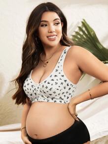 SHEIN 孕婦隨機圖案前紐扣胸罩 - 黑與白 - 查看 3