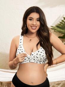 SHEIN 孕婦隨機圖案前紐扣胸罩 - 黑與白 - 查看 5