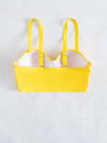 Plain Push Up Tankini Top - Yellow - View 2