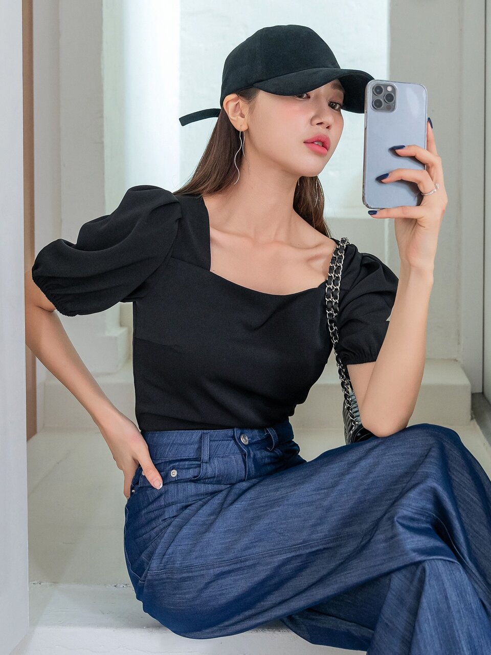 Square Neck Puff Sleeve Blouse