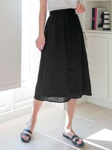 DAZY Solid High Waist Skirt - Black - View 3