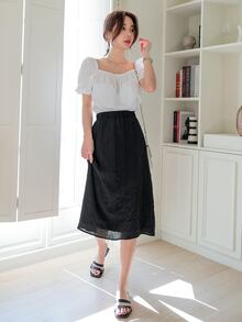 DAZY Solid High Waist Skirt - Black - View 5