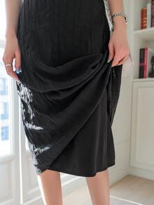 DAZY Solid High Waist Skirt - Black - View 8