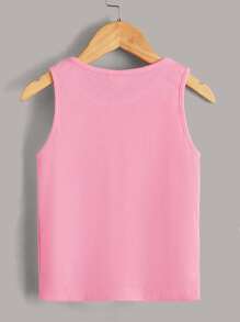 Tween Girl 2pcs Solid Crew Neck Tank Top - Multicolor - View 2