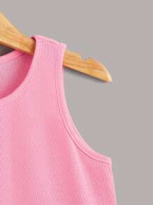 Tween Girl 2pcs Solid Crew Neck Tank Top - Multicolor - View 6