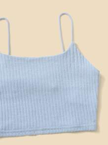 SHEIN Áo hai dây cho bé gái tuổi mới lớn - Xanh và trắng - Xem 4