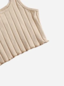 SHEIN 2 paquetes de camisetas de tirantes de punto acanalado para niñas preadolescentes - Multicolor - Ver 4