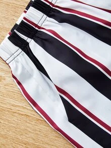 男孩條紋圖案斜口袋短褲 - 彩色 - 查看 3