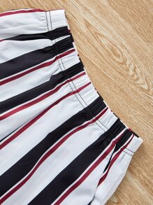 男孩條紋圖案斜口袋短褲 - 彩色 - 查看 5
