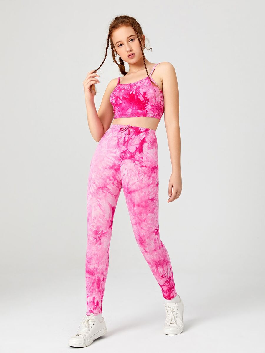 SHEIN 青少年女孩兩件套裝 - 玫紅色 - 查看 1