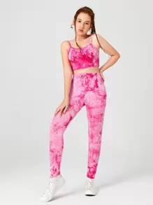 SHEIN 青少年女孩兩件套裝 - 玫紅色 - 查看 3