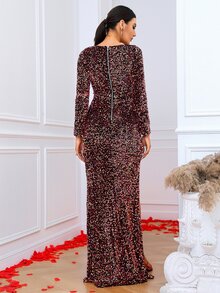 LOVE&LEMONADE Vestido ajustado de muslo con abertura con lentejuelas - Multicolor - Ver 2