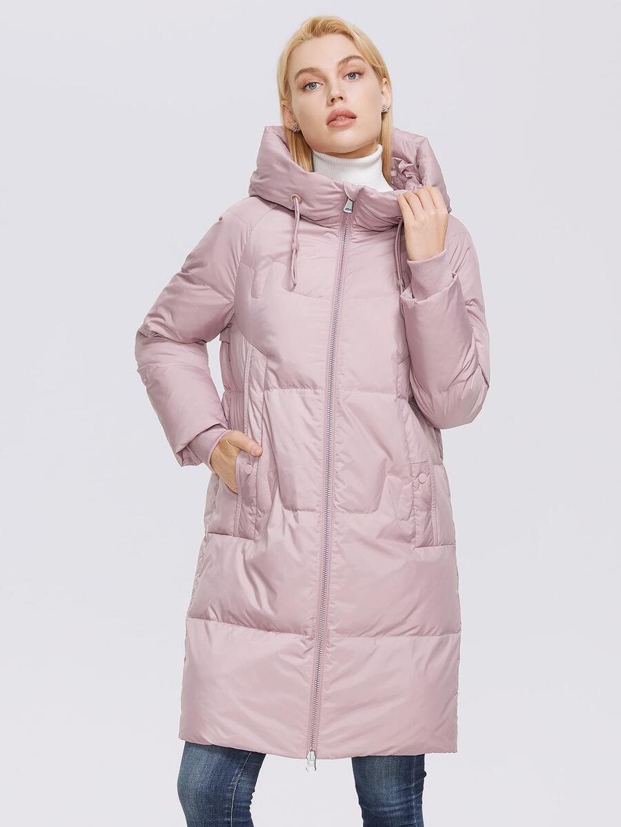 MIEGOFCE Solid Zipper Front Pocket Side Padded Coat - Baby Pink - View 1