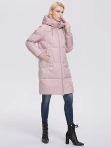 MIEGOFCE Solid Zipper Front Pocket Side Padded Coat - Baby Pink - View 3