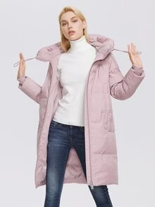 MIEGOFCE Solid Zipper Front Pocket Side Padded Coat - Baby Pink - View 4