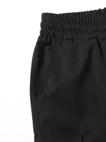 Manfinity Homme Men Drawstring Cargo Shorts Knee Plain Going Out Casual