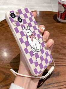 Hộp đựng điện thoại kẻ sọc hình thỏ có dây buộc - Màu be - Xem 1
